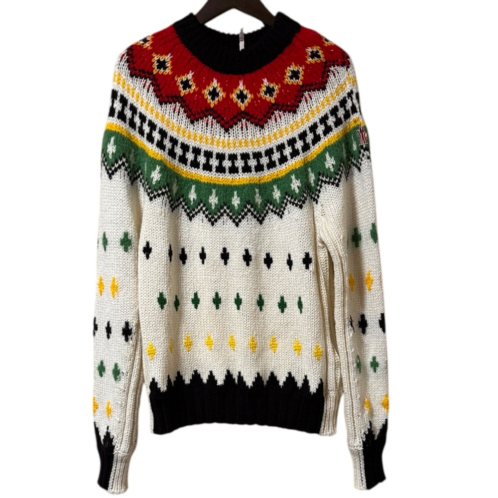 Moncler Grenoble Fair Isle Knit Crew Neck Jumper Sweater Size Medium